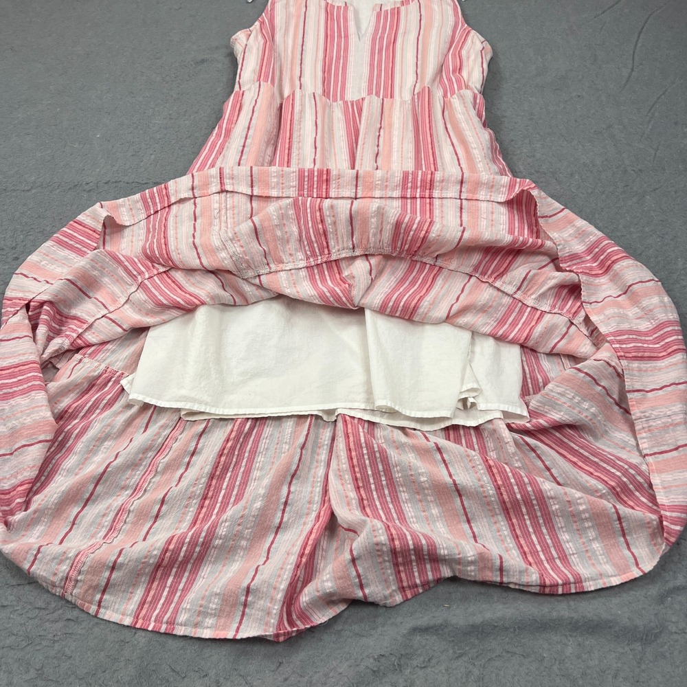 J Jill Dress Women's XL Pink Striped Sleeveless Lined Tiered Lined Maxi Boho - Picture 3 of 10